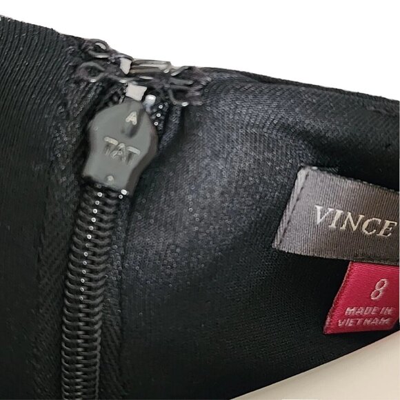 Vince Camuto Dress Womens Size 8 Solid All Black Sleeveless Lace Hem Zip Back - Picture 6 of 7